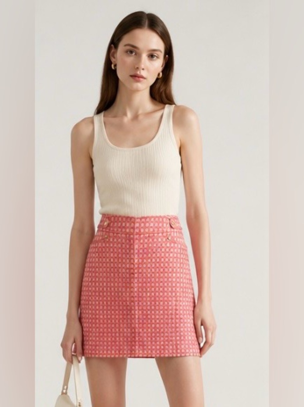 ETCETERA Skirt Career Pencil Print Stretch Pink Geometric Pockets Size 2
